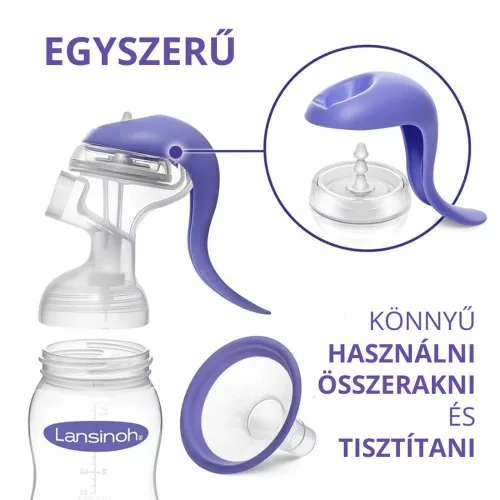 Lansinoh 2 fázisú kézi mellszívó Soothies regeneráló mellpárnával szettben