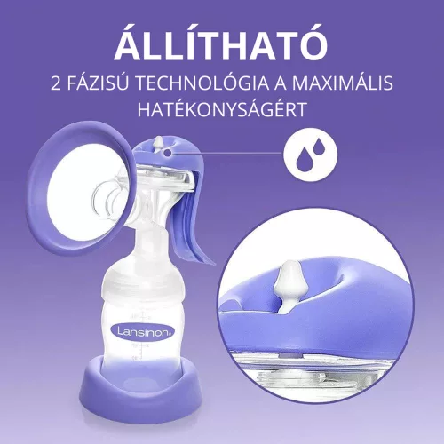 Lansinoh 2 fázisú kézi mellszívó Soothies regeneráló mellpárnával szettben