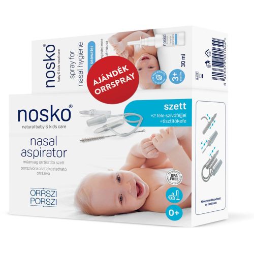 Nosko Orrszi Porszi orrszívó műanyag szett 2 féle szívófejjel - ajándék orrspray