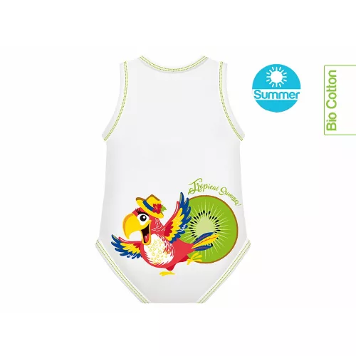 J Bimbi kombidressz 0-36 hó biopamut Summer Tropical Papagáj 10865
