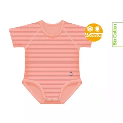   J Bimbi kombidressz 0-36 hó biopamut 4 Seasons csíkos coral 12030