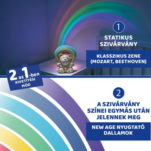 Chicco Rainbow Bear - Szivárvány maci zene-fény projektor elemes