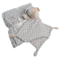   Gamberritos takaró - plüss buborékos anyagú 80x110cm plüss szundikendővel maci szürke 10339