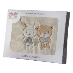   Gamberritos takaró - plüss 110x140cm maci és nyuszi szürke 10601