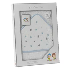   Gamberritos fürdőlepedő - kapucnis 100x100cm csillagok fehér/kék 10680