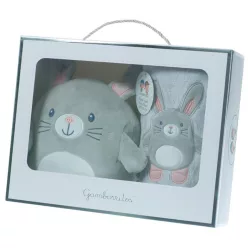   Gamberritos takaró wellsoft 80x110cm plüss játékkal szürke/rózsaszín nyuszi 10757