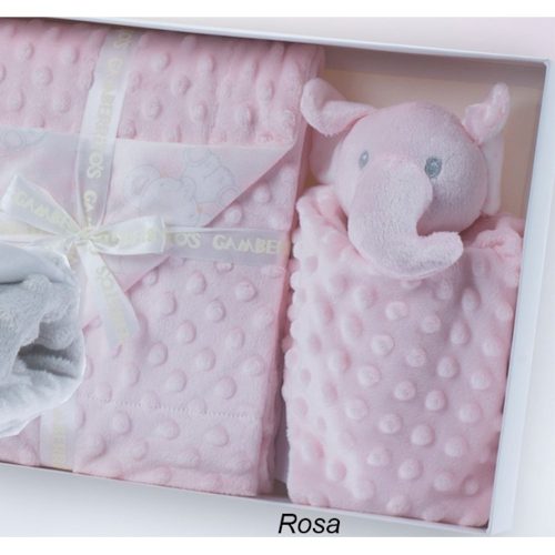 Gamberritos takaró - wellsoft 80x110cm - szundikendővel rózsaszín elefánt 10763