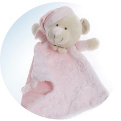   Gamberritos szundikendő plüss maci és csillagmintás hálósapkás maci rózsaszín 10877