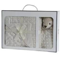   Gamberritos takaró plüss buborékos anyagú 80x110cm szundikendővel bézs szarvas 10887