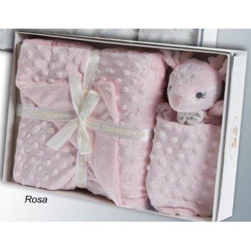 Gamberritos takaró plüss buborékos anyagú 80x110cm szundikendővel rózsaszín őzike 10887