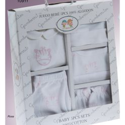   Gamberritos kiegészítő szett újszülötteknek 5 részes (sapka, kesztyű, nadrág, póló, előke) rózsaszín 10911