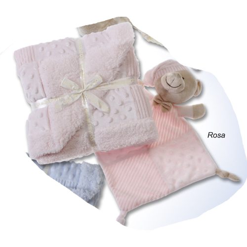 Gamberritos takaró - plüss 80x110cm plüss szundikendővel maci rózsaszín 11007