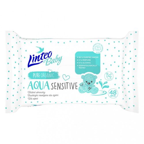 LINTEO nedves törlőkendő - Baby AQUA Sensitive 48 db