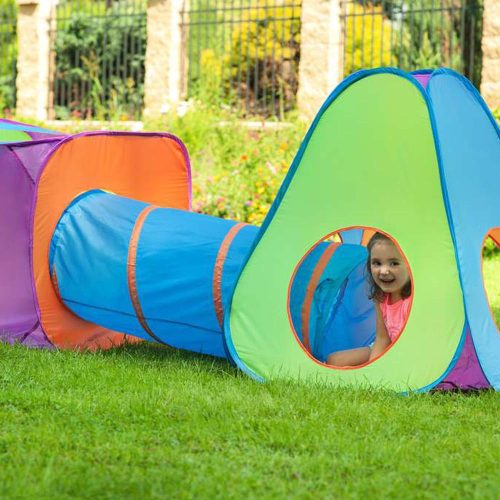 Baby Mix gyermek sátor 3az1-ben 3 részes narancs-kék