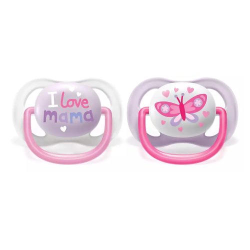 Philips AVENT játszócumi ultra air 0-6hó lány Text 2db