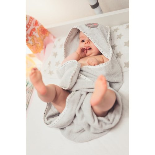 Fillikid kapucnis törölköző 75x75 elefánt szürke 1032-97