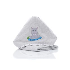   Fillikid kapucnis törölköző 75x75 víziló szürke 1032-17
