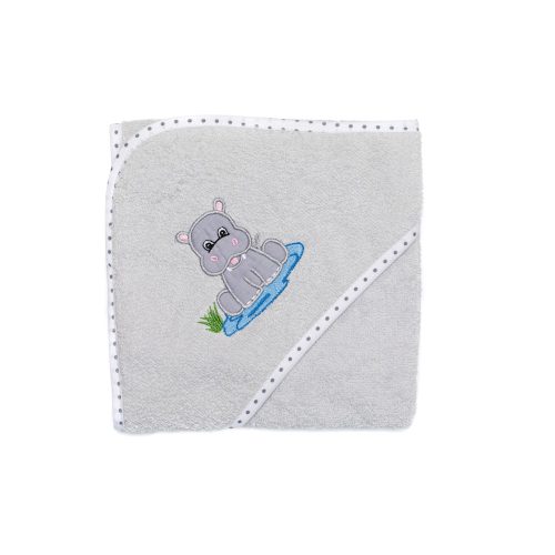 Fillikid kapucnis törölköző 75x75 víziló szürke 1032-17