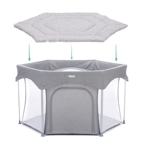 Fillikid betét hatszögletű utazójárókába 124cm átmérőjű szürke Safari 1121-77