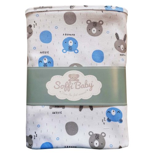Soffi Baby takaró pamut dupla happy-sleepy bear 80x100cm