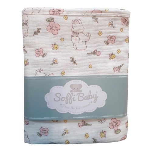 Soffi Baby takaró muszlin dupla nyuszis 70x90cm