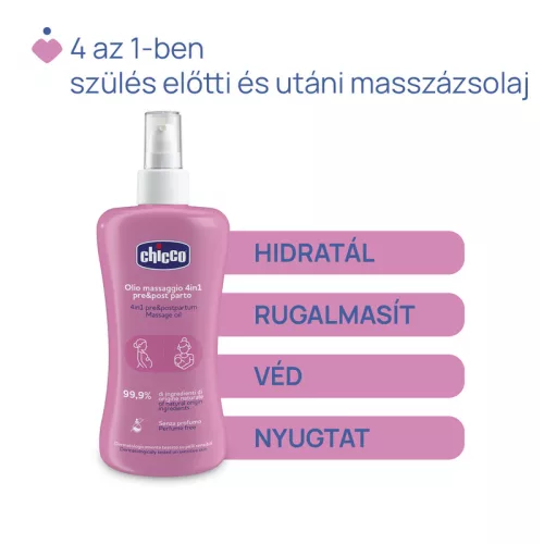 Masszázsolaj és Bimbóvédő olaj 200 ml szülés előtt és után 99,9% természetes, illatmentes