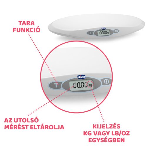 Digitális csecsemőmérleg 20 kg-ig súlystabilizáló funkció a mozgó baba méréséhez