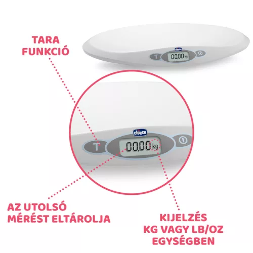 Digitális csecsemőmérleg 20 kg-ig súlystabilizáló funkció a mozgó baba méréséhez