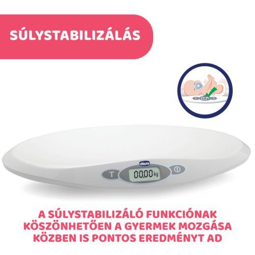 Digitális csecsemőmérleg 20 kg-ig súlystabilizáló funkció a mozgó baba méréséhez