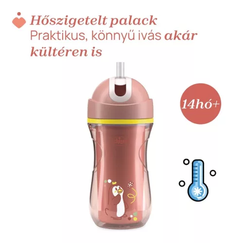 Sport Cup kulacs 266 ml duplafalú szívószálas csepegésmentes