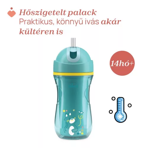 Sport Cup kulacs 266 ml duplafalú szívószálas csepegésmentes