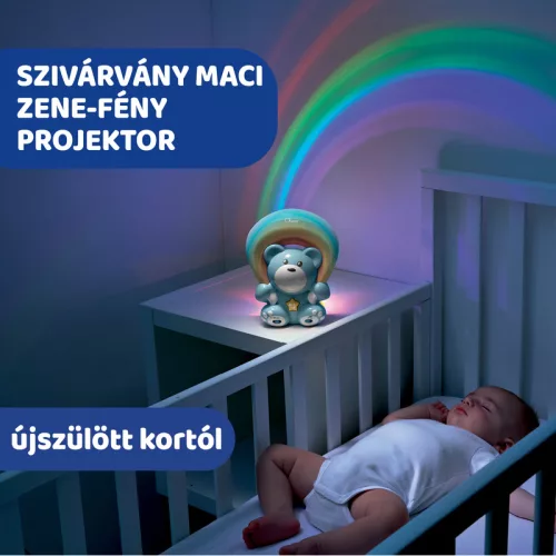 Rainbow Bear - Szivárvány maci zene-fény projektor elemes