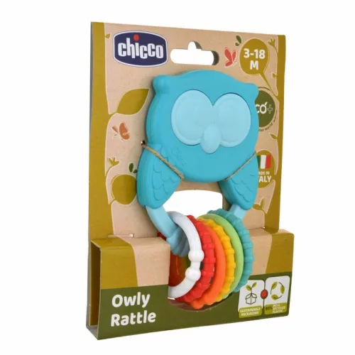 Owly bagoly csörgő-rágóka ECO+ ökoműanyag