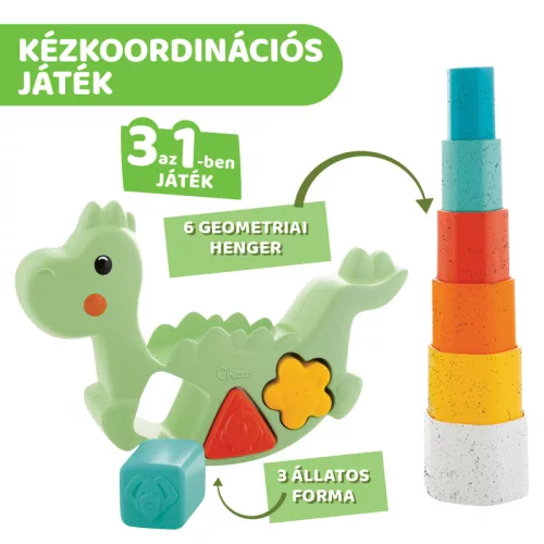 Hintázó dínó építőjáték 2in1 ECO+ ökoanyag