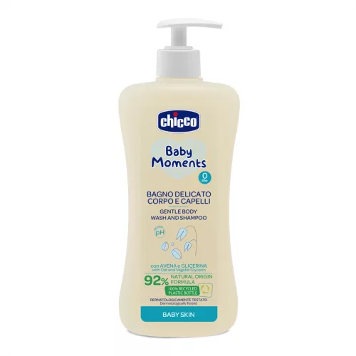 Fürdető & sampon 500 ml - újszülöttbőrre Baby Moments zabkivonat és növényi glicerin, semleges pH