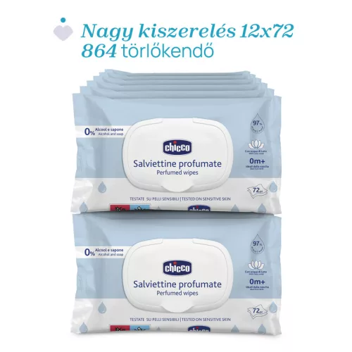 Törlőkendő illatos lótuszvizes 72 db érzékeny bőrre keményfedeles