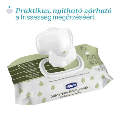 Törlőkendő Biológiailag lebomló 60 db illatmentes műanyagmentes