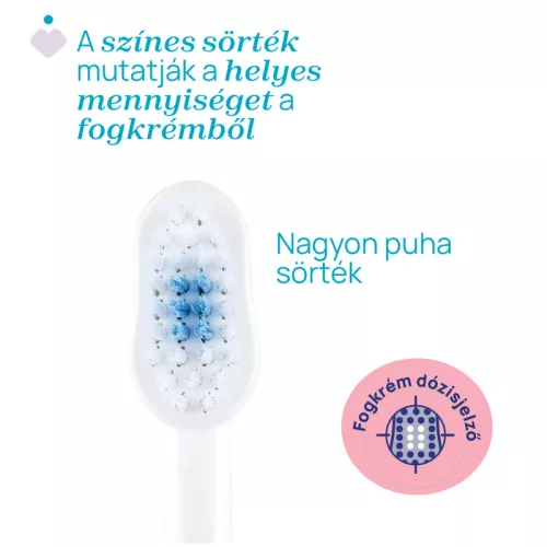 Fogkefe 3-6 év tejfogakhoz, tapadókorongos védőkupakkal