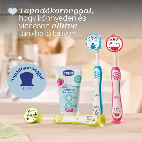 Fogkefe 3-6 év tejfogakhoz, tapadókorongos védőkupakkal