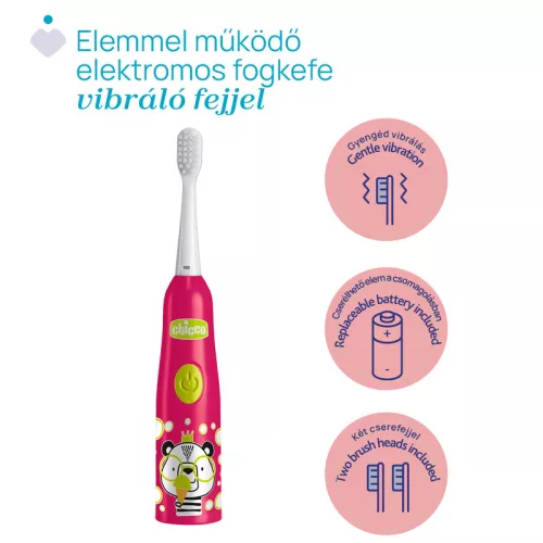 Elemes fogkefe rezgőfejjel 3év+ Panda 2 db cserefejjel