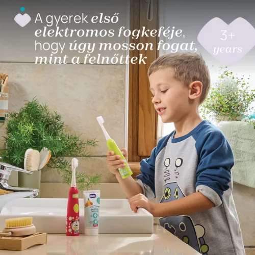 Elemes fogkefe rezgőfejjel 3év+ Tigris 2 db cserefejjel