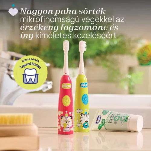 Elemes fogkefe rezgőfejjel 3év+ Tigris 2 db cserefejjel