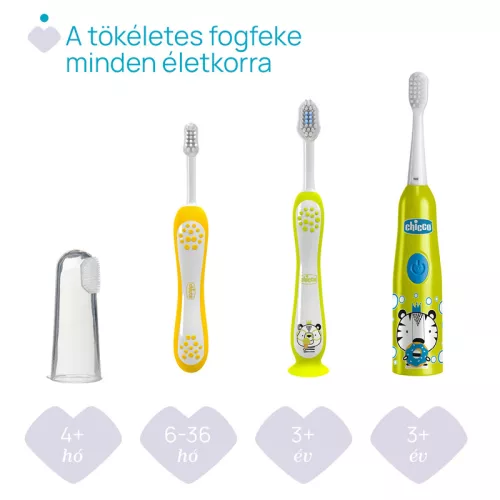 Elemes fogkefe rezgőfejjel 3év+ Tigris 2 db cserefejjel