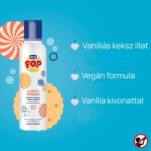 POP Habsampon és Fürdőhab Spray 200 ML vaníliás keksz illatú gyerekek és tinik részére