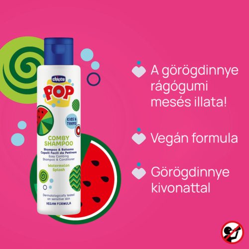 POP sampon és balzsam 250 ml görögdinnye illatú gyerekek és tinik részére