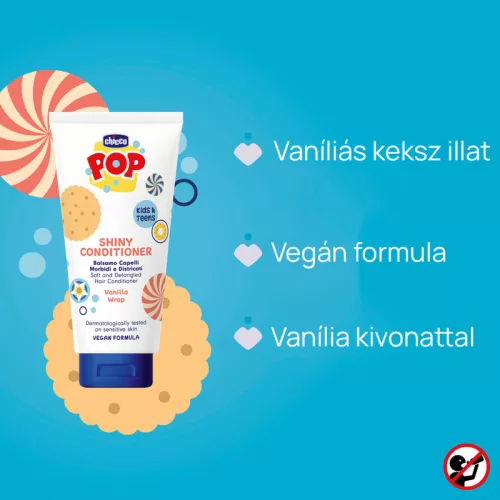 POP Hajkondicionáló Kifésülő balzsam 150 ml vaníliás keksz illatú gyerekek és tinik részére