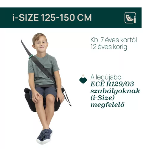 Quasar i-Size ülésmagasító 135-150 cm isofix nélküli autóba