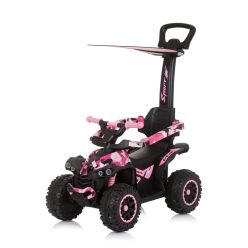   Chipolino ATV bébitaxi tolókarral és kupolával - White/pink